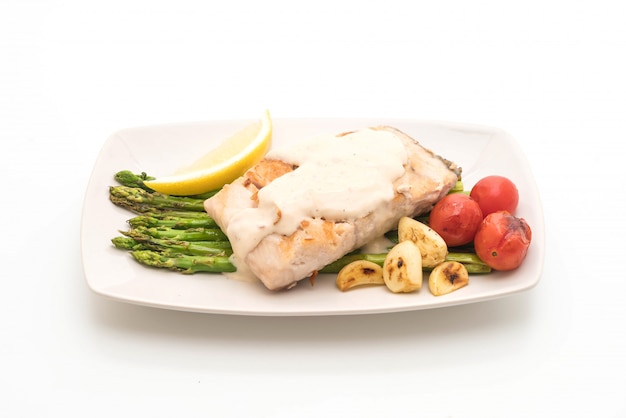 grilled snapper fish steak with vegetable 