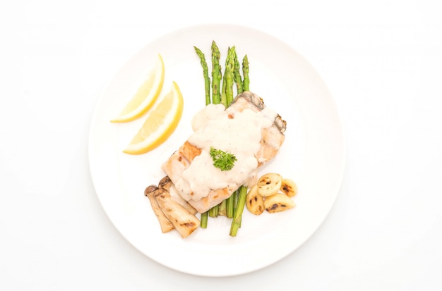 grilled snapper fish steak with vegetable 