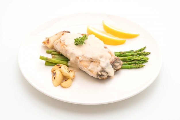 grilled snapper fish steak with vegetable 