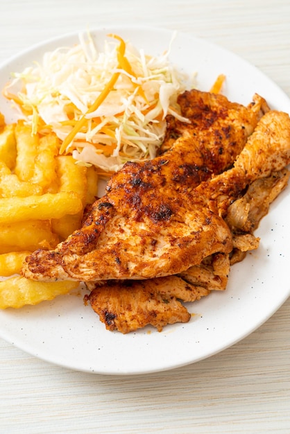 Grilled spicy barbecue chicken steak