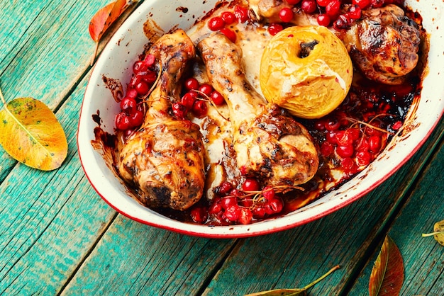 Grilled spicy chicken legs baked with rowan