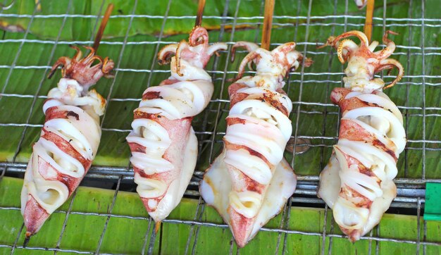 Grilled squid on bananaleaf