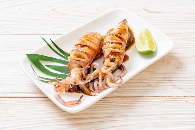 grilled squid with teriyaki sauce