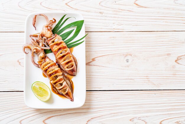 grilled squid with teriyaki sauce