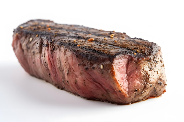 Grilled steak captured in closeup with visible grill marks Generative AI