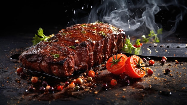 Grilled steak food vector