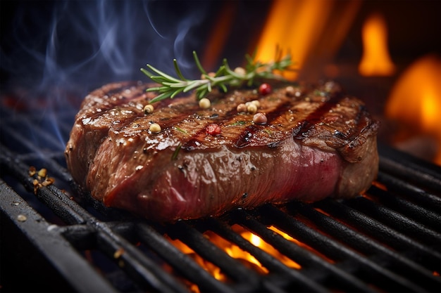 Grilled steak meats cooking juicy tasty dinner menu generated by AI