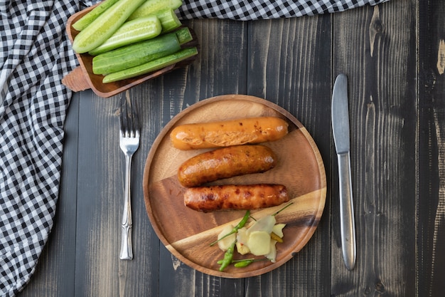 Grilled Thai East sausage, Street food in Thailand