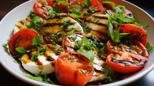 Салат из жареных помидоров и моцареллы для гурманов-вегетарианцев