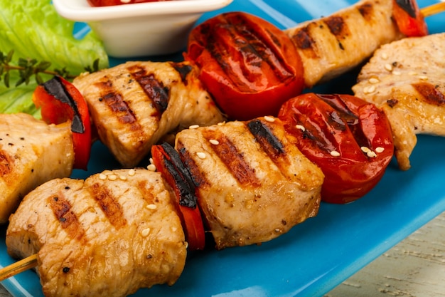 Grilled turkey skewer