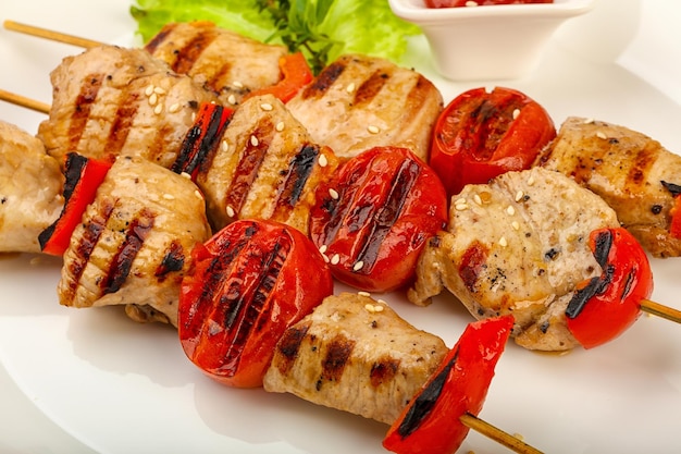 Grilled turkey skewer