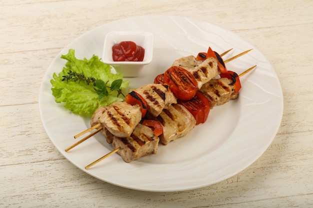 Grilled turkey skewer