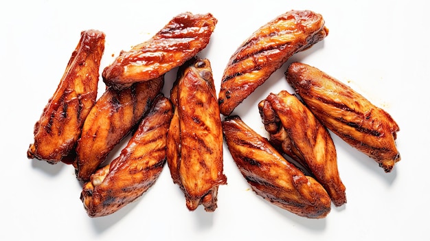 grilled turkey wings on white background top view