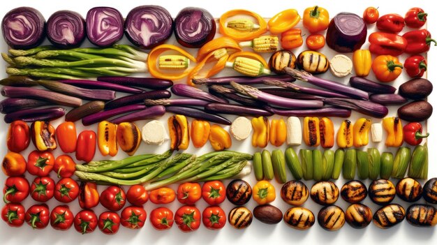 Photo grilled vegetable platter on white background ai generated