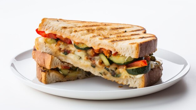 Grilled vegetable sandwich with hummus spread