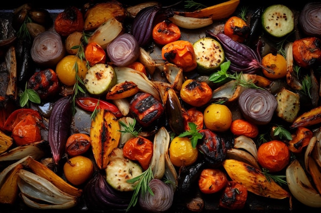 Grilled vegetables background delicious detailed roasted with condiment