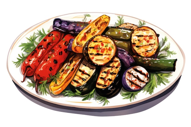 Photo grilled vegetables icon on white background ar 32 v 52 job id 0ddfca662e8f47b7822059528404389d