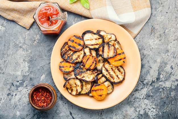 Grilled vegetables on a plate