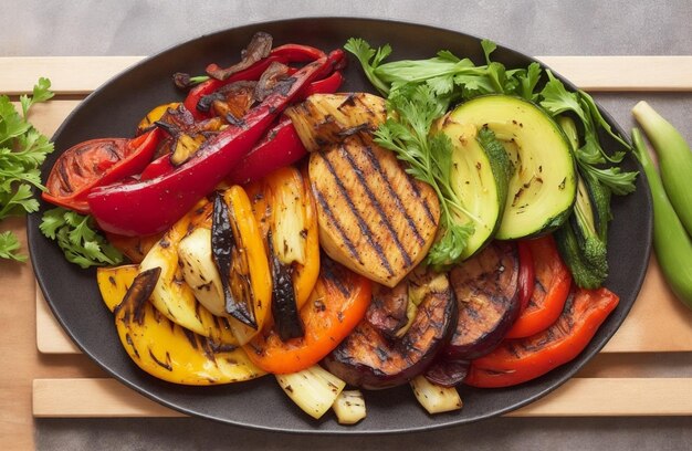 Grilled vegetables on plate