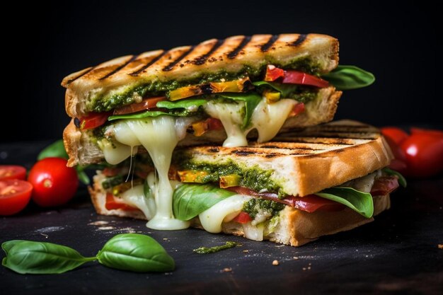 Grilled Veggie Panini with Pesto and Mozzarella