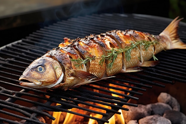 丸ごとグリルした魚の詰め物