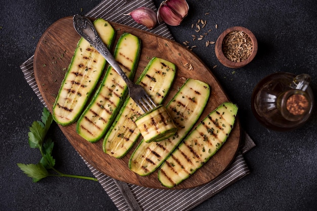 Grilled zucchini with some parsley healthy diet food