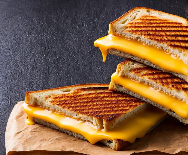 Photo grillen cheese sandwich with ham and cheese and vegetables