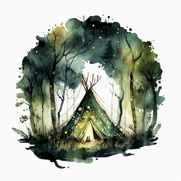 Grillige aquarel Fairy Forest Tent