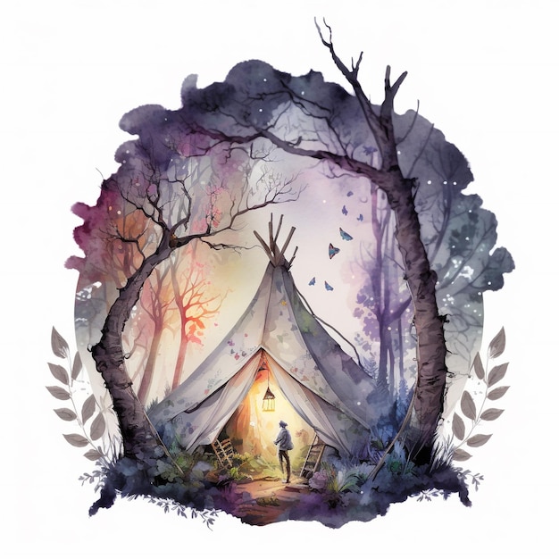 Grillige aquarel Fairy Forest Tent