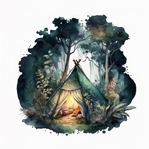 Grillige aquarel Fairy Forest Tent