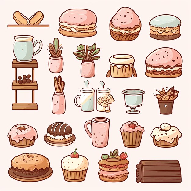 Grillige bakkerij charme schattige bakkerij decoratie clipart elementen