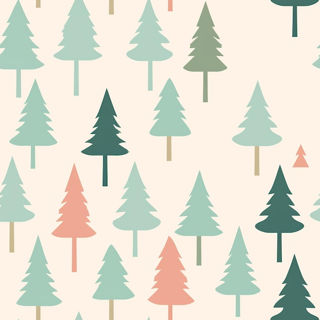 Grillige bos pastel kerstbomen in naadloos patroon