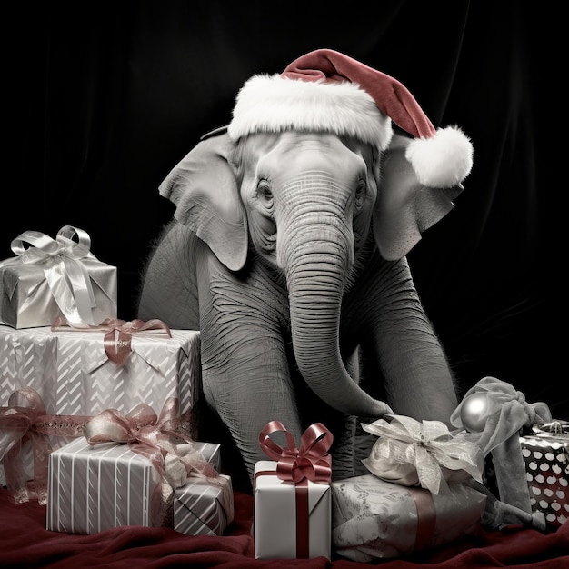 Grillige kerstman en olifant kerst kleurpagina BarbieInspired presenteert zwart-wit Hig