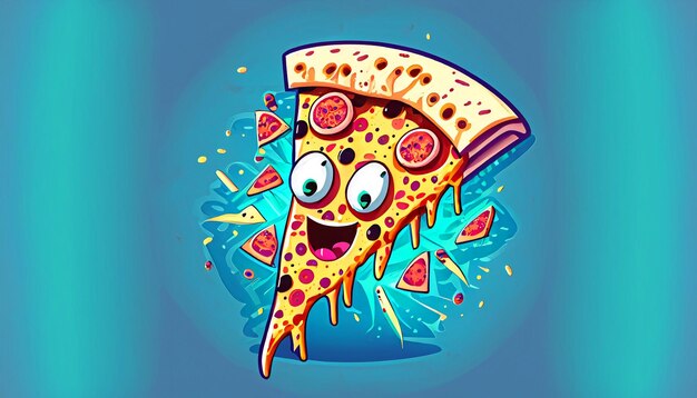 Grillige verrukking vliegende plak pizza cartoon vector illustratie verleidelijk fastfood concept
