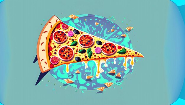 Grillige verrukking vliegende plak pizza cartoon vector illustratie verleidelijk fastfood concept