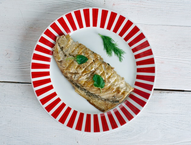 Grilling mackerel  Balik ekmek dish