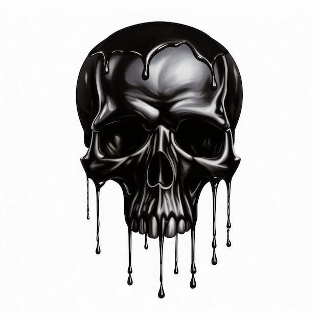 Grim Elegance Evocative Black Skull Clipart op een scherpe witte achtergrond PNG