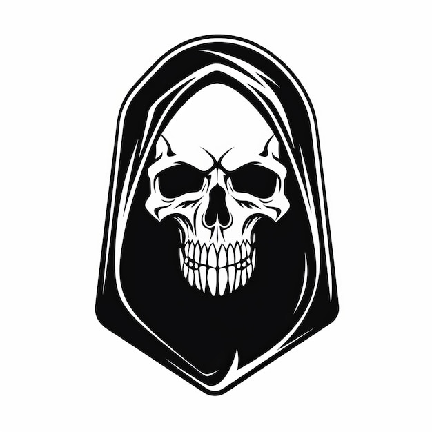 Foto grim reaper calavera skull dogtag sticker een minimalistisch vector logo ontwerp