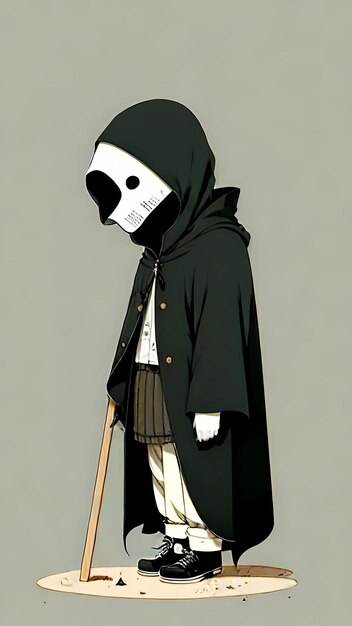 Grim reaper cartoon character design concept illustration