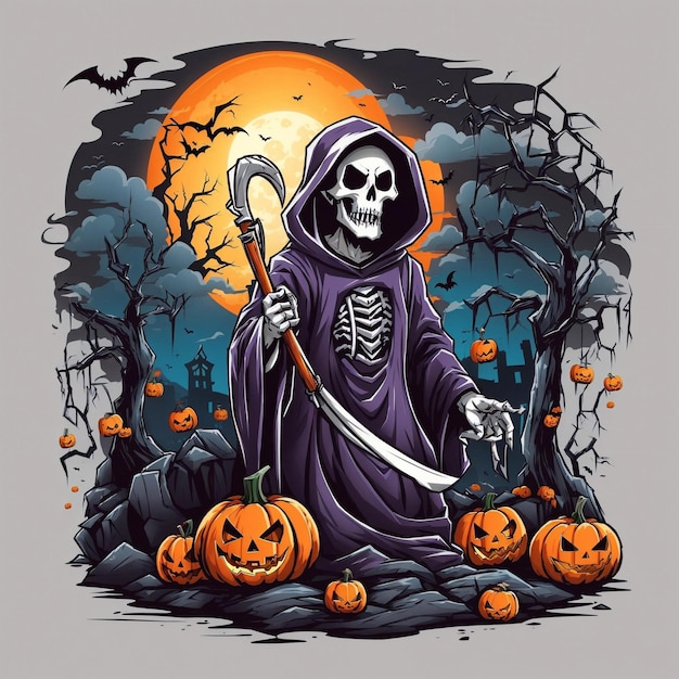 Grim reaper celebrating Halloween 3