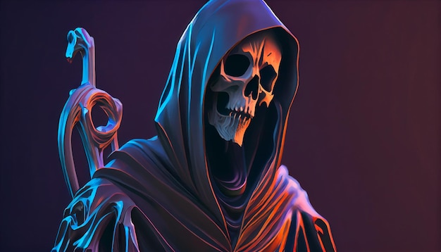 Grim reaper death illustratie van een enge generatieve AI