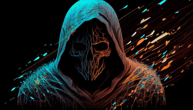 Grim reaper death illustration of a scary Generative AI
