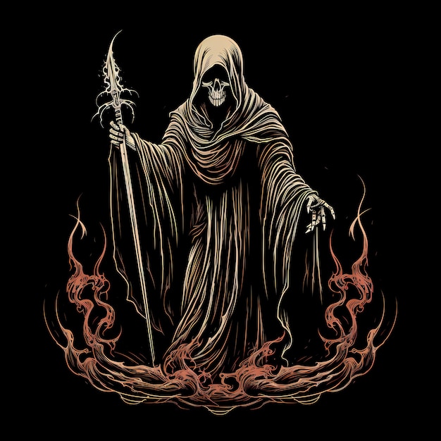 grim reaper tattoo design illustration