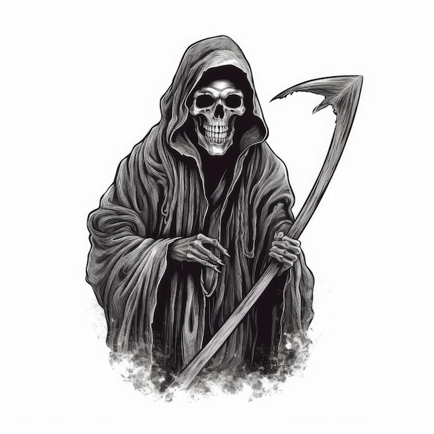 grim reaper vectorillustratie voor t-shirt getekend in adobe illustrator