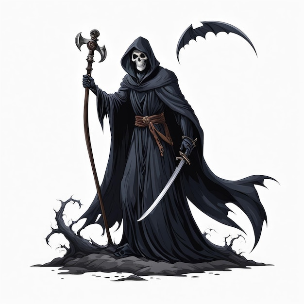 Photo a grim reaper on a white background