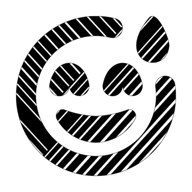 grin beam sweat icon black white diagonal lines