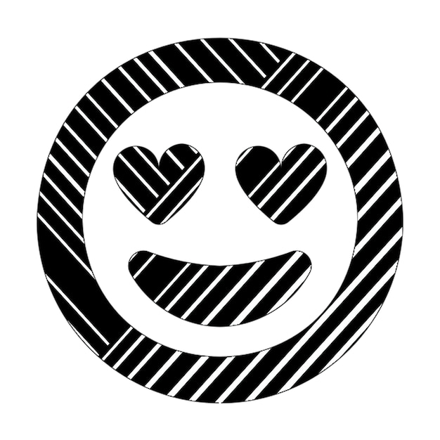 Photo grin hearts icon black white diagonal lines