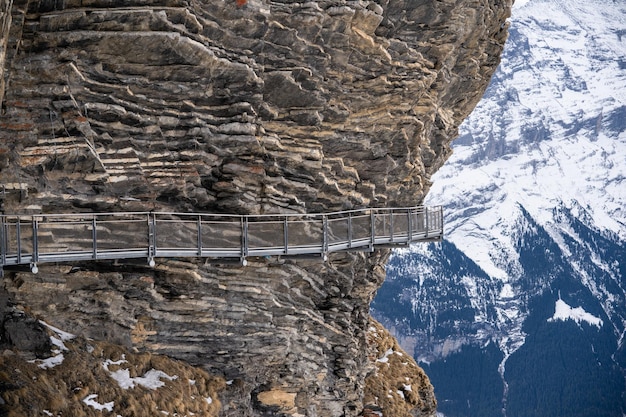 Grindelwald first Switzerland xAFirst Cliff Walk viewing platform on the First mountain in Grindelwald with Alpine views