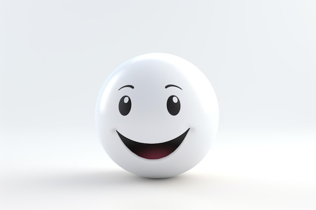 A grinning emoji created in 3D set against a softly blurred white backdrop Generative Ai