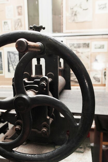 Grip of ancient handle printing press